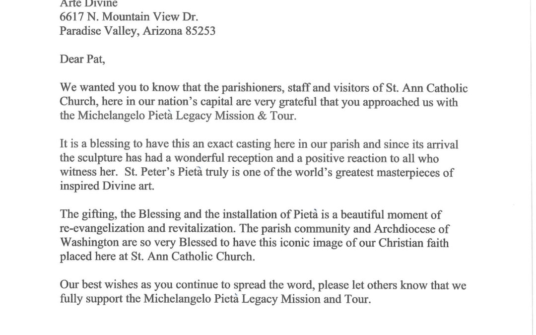 St. Ann Catholic Church Letter